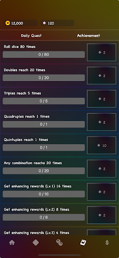 n-Rolls - Idle Game;;• Kombinatsiyalar uchun mukofotlar<br>Juftliklar, uchliklar, to'rtliklar, beshliklar va oltitalar kabi turli kombinatsiyalarni yaratganingiz uchun mukofotlar oling